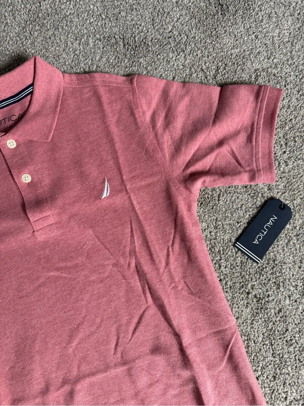 😎NWT Nautica Boys Youth Kids Pink Preppy Classic Short Sleeve Polo Shirt | 10